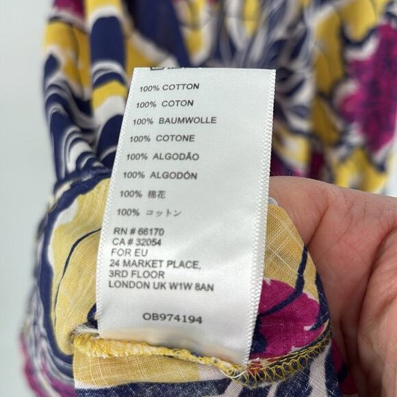 Urban Outfitters Yellow Blue Magenta Floral Halter One Shoulder Cotton Dress M - Picture 11 of 15